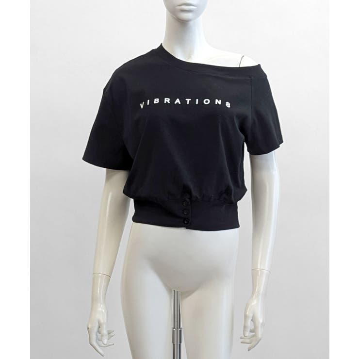 ワンショルロゴプリントTシャツ 裾ボタン ワンショルダー | Riff | 詳細画像16 