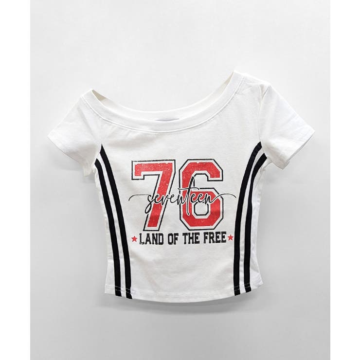 ピグメント加工サイドラインプリントTシャツ ワンショルダー ショート丈 | Riff | 詳細画像33 