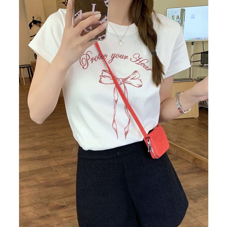 リボンプリントTシャツ プリントT クルーネック | Riff | 詳細画像11 