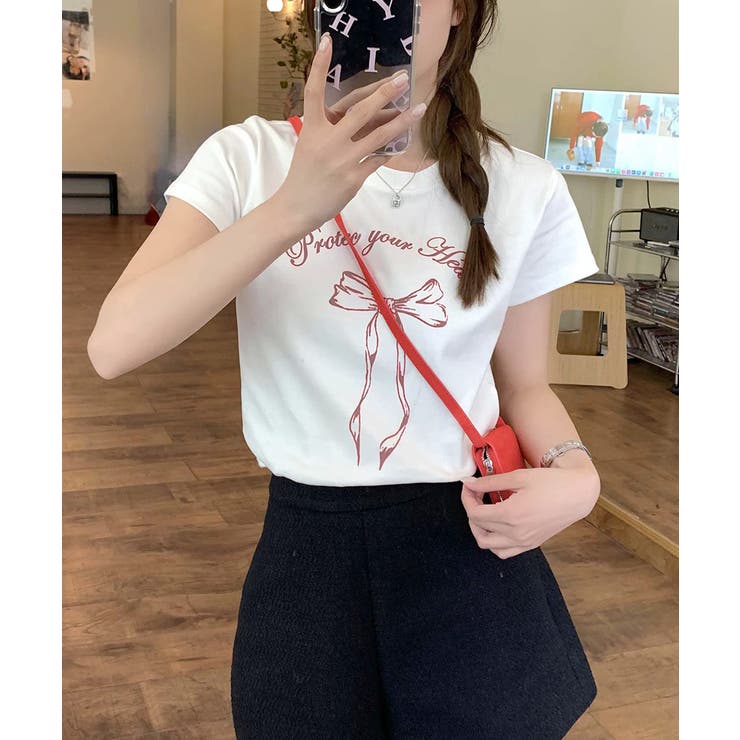 リボンプリントTシャツ プリントT クルーネック | Riff | 詳細画像13 