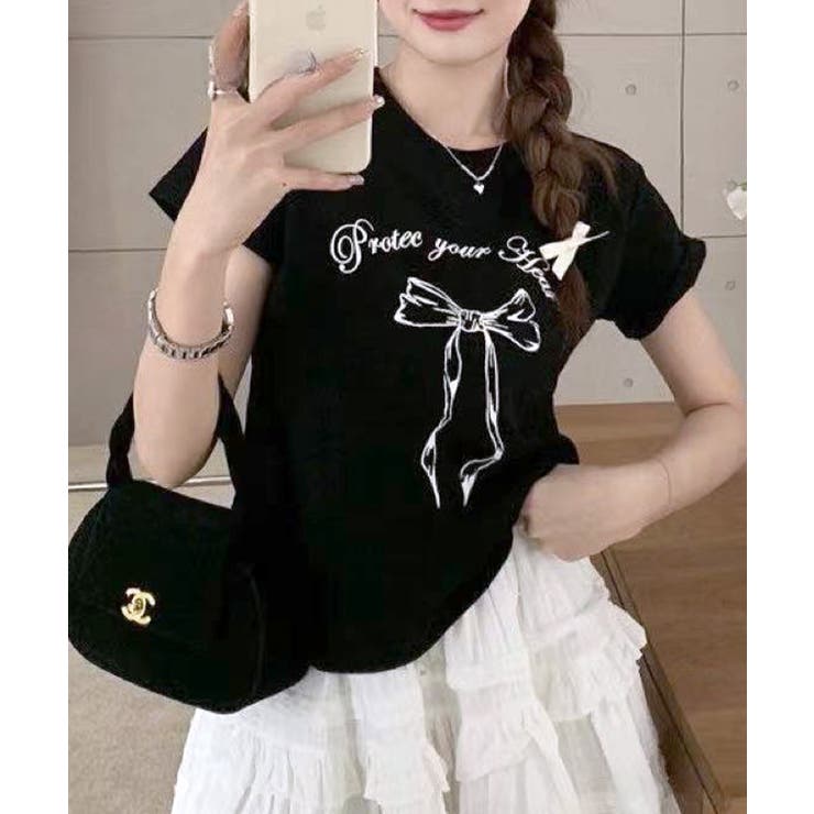 リボンプリントTシャツ プリントT クルーネック | Riff | 詳細画像15 