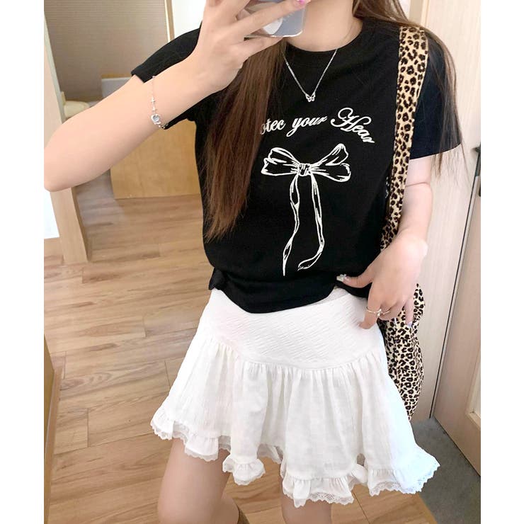 リボンプリントTシャツ プリントT クルーネック | Riff | 詳細画像18 