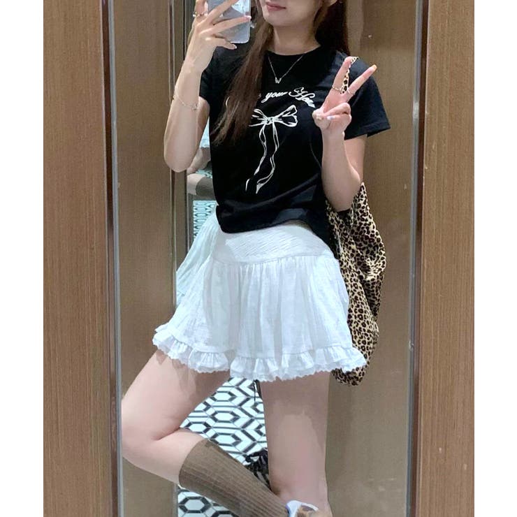 リボンプリントTシャツ プリントT クルーネック | Riff | 詳細画像19 