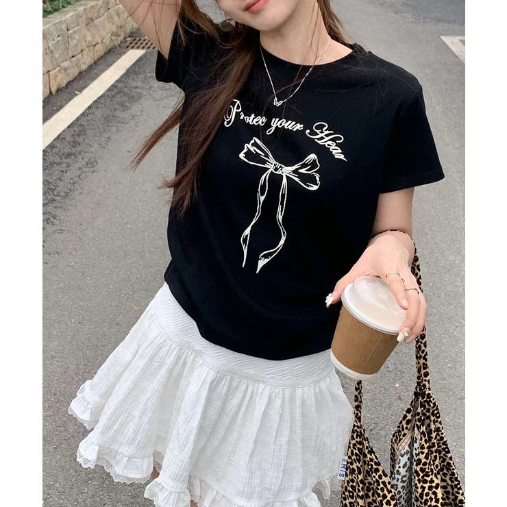 リボンプリントTシャツ プリントT クルーネック | Riff | 詳細画像21 