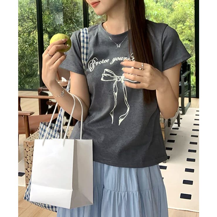 リボンプリントTシャツ プリントT クルーネック | Riff | 詳細画像24 