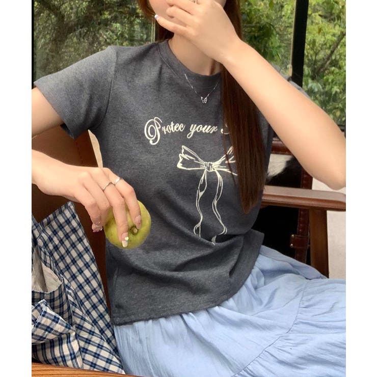 リボンプリントTシャツ プリントT クルーネック | Riff | 詳細画像25 
