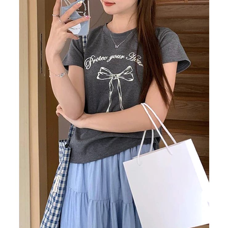 リボンプリントTシャツ プリントT クルーネック | Riff | 詳細画像30 