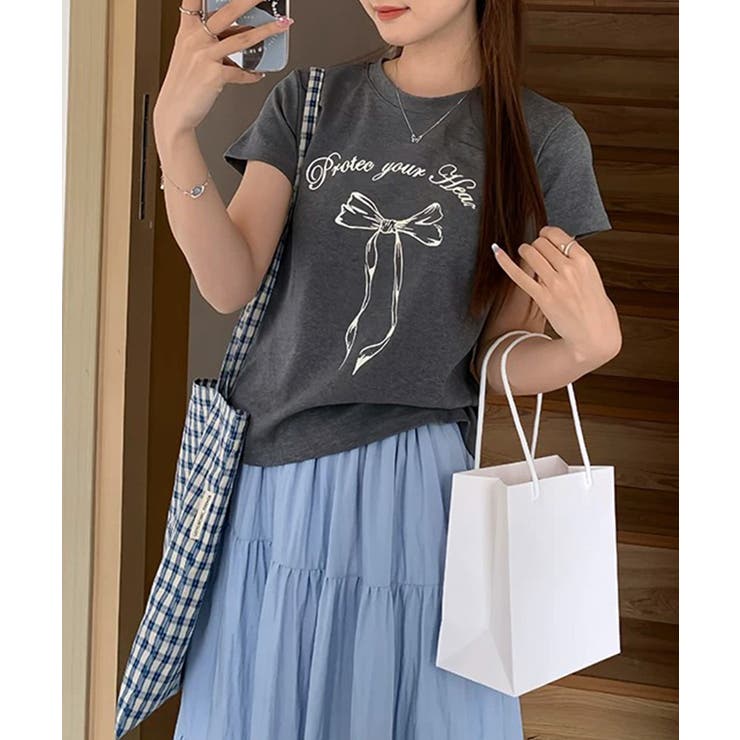 リボンプリントTシャツ プリントT クルーネック | Riff | 詳細画像31 