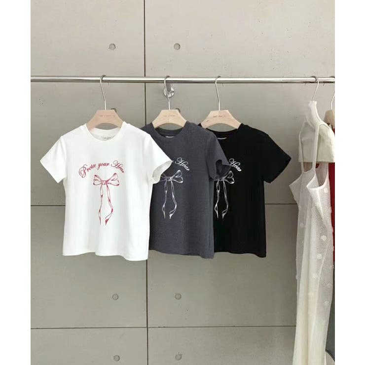 リボンプリントTシャツ プリントT クルーネック | Riff | 詳細画像4 