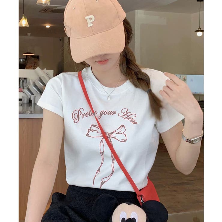 リボンプリントTシャツ プリントT クルーネック | Riff | 詳細画像6 