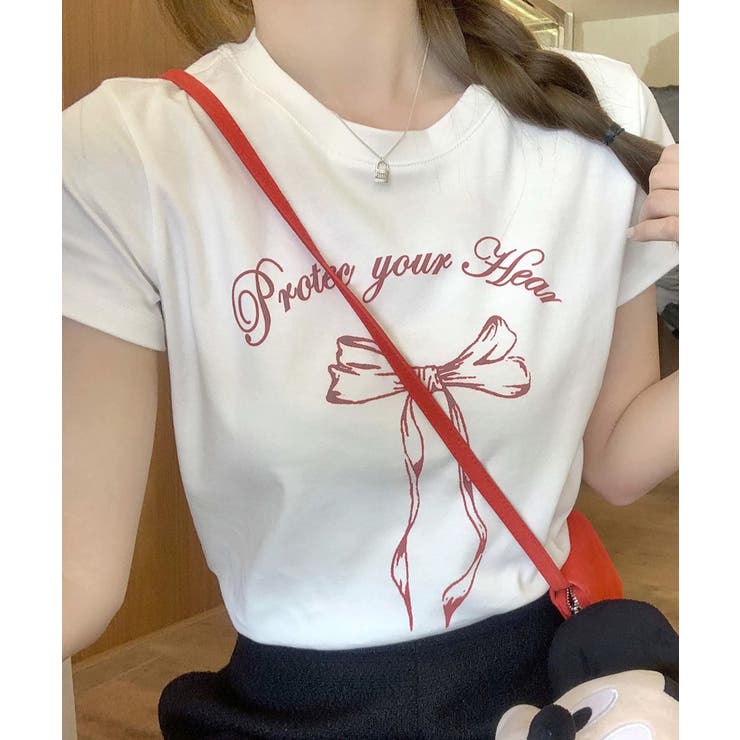 リボンプリントTシャツ プリントT クルーネック | Riff | 詳細画像7 