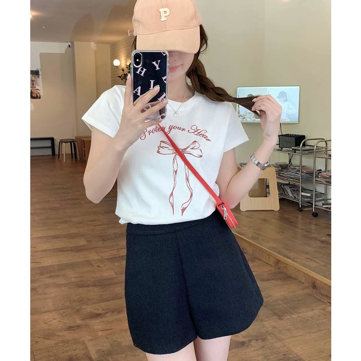 リボンプリントTシャツ プリントT クルーネック | Riff | 詳細画像9 