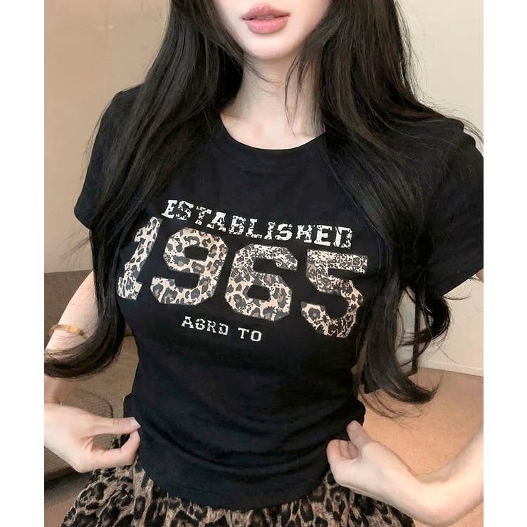 レオパード柄ナンバープリントTシャツ プリントT クルーネック | Riff | 詳細画像9 