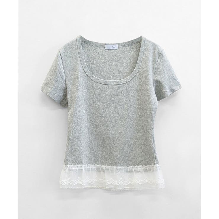 裾レースUネックTシャツ カットソー プルオーバー | Riff | 詳細画像26 