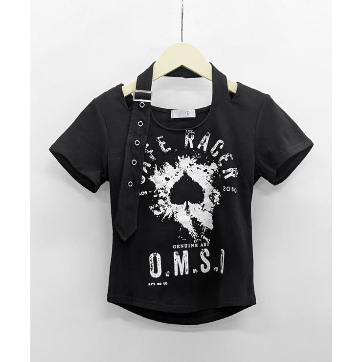 ベルトデザインプリントTシャツ ロゴプリント ショート丈 | Riff | 詳細画像12 