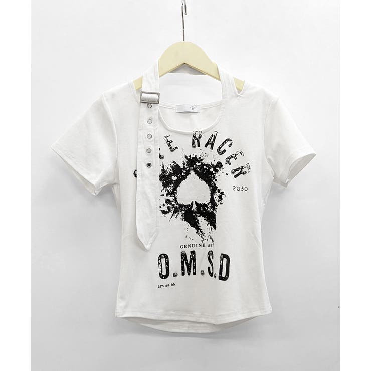 ベルトデザインプリントTシャツ ロゴプリント ショート丈 | Riff | 詳細画像13 