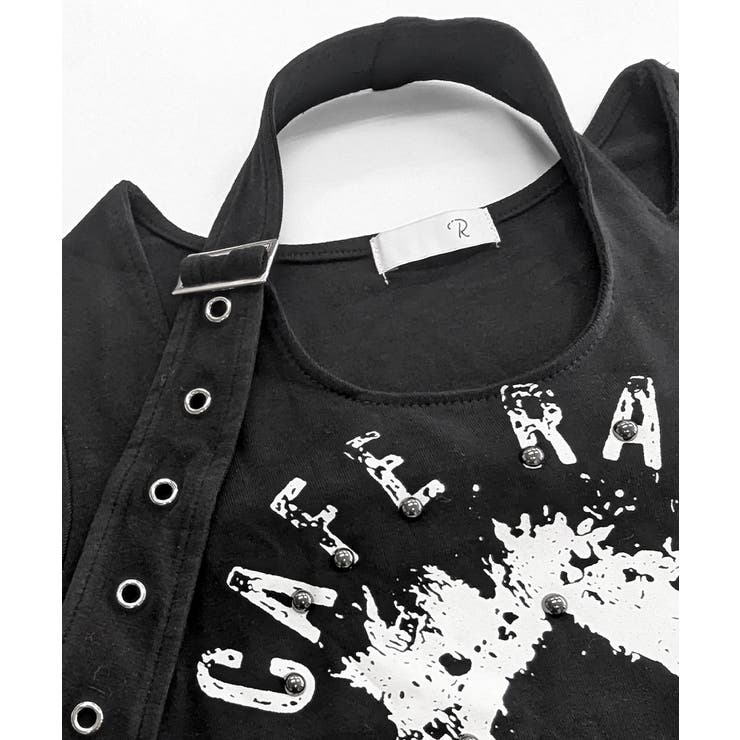 ベルトデザインプリントTシャツ ロゴプリント ショート丈 | Riff | 詳細画像17 