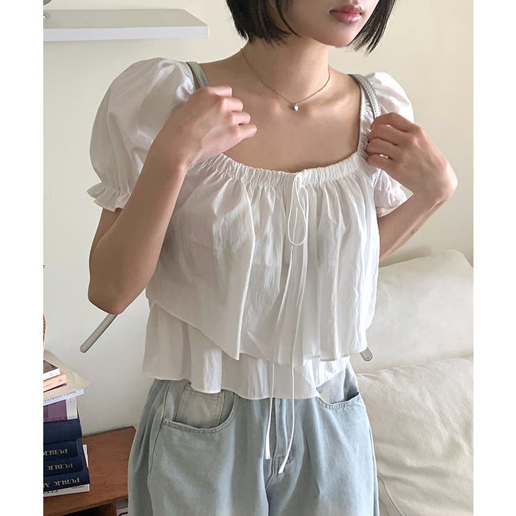 2WAYネックパフスリーブティアードトップス オフショルダー リボン | Riff | 詳細画像11 