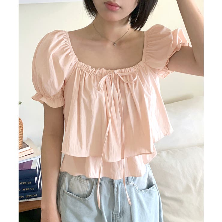 2WAYネックパフスリーブティアードトップス オフショルダー リボン | Riff | 詳細画像24 
