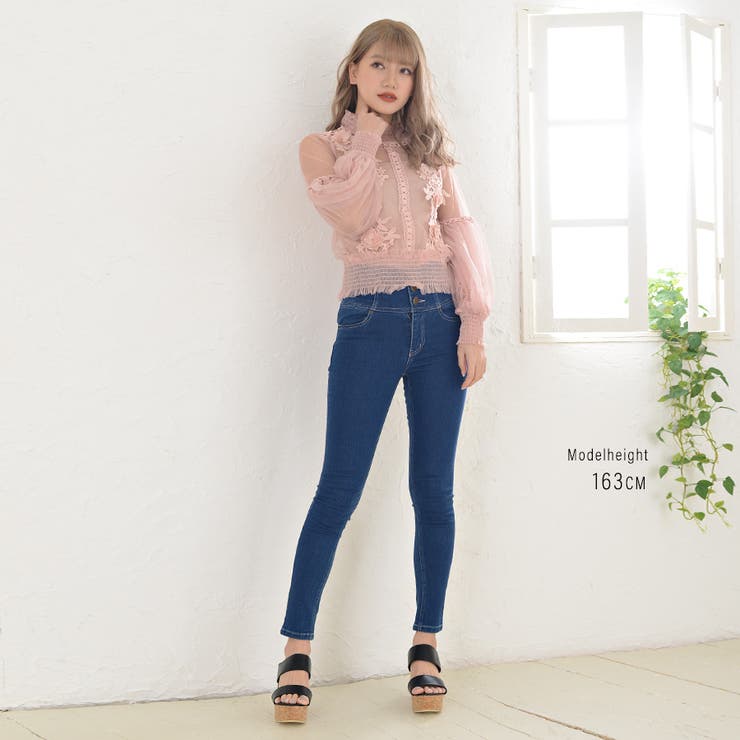 インナー付きシアートップス シースルー ブラウス[品番