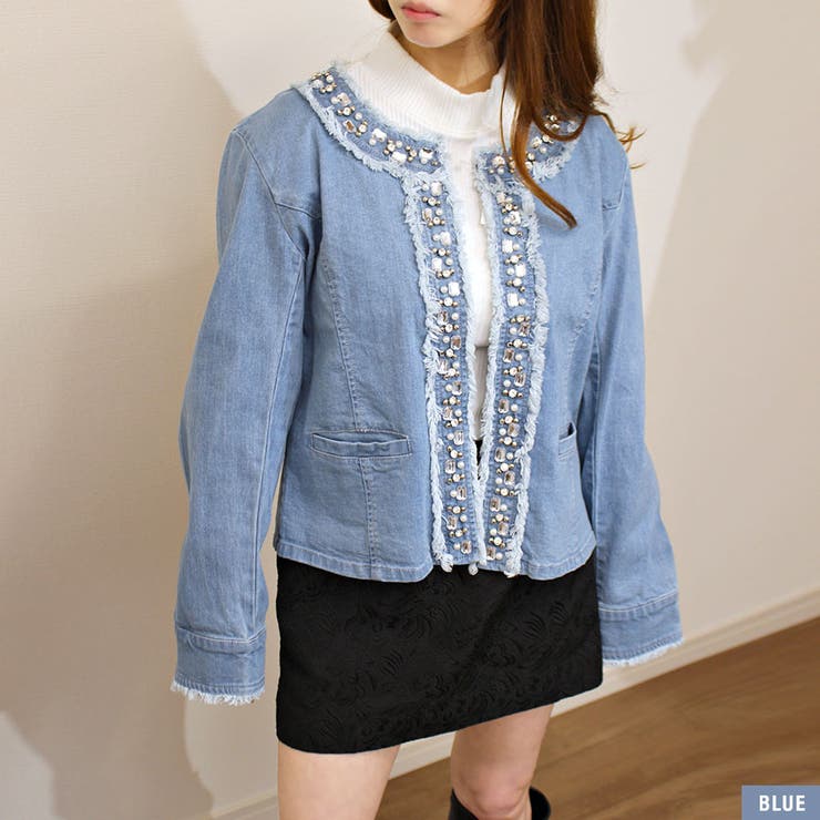 古着　デニム　フリンジ　ブルゾン ADAM ET ROPÉ FEMME(アダム エ ロペ ファム) / 【WEB限定】デニム