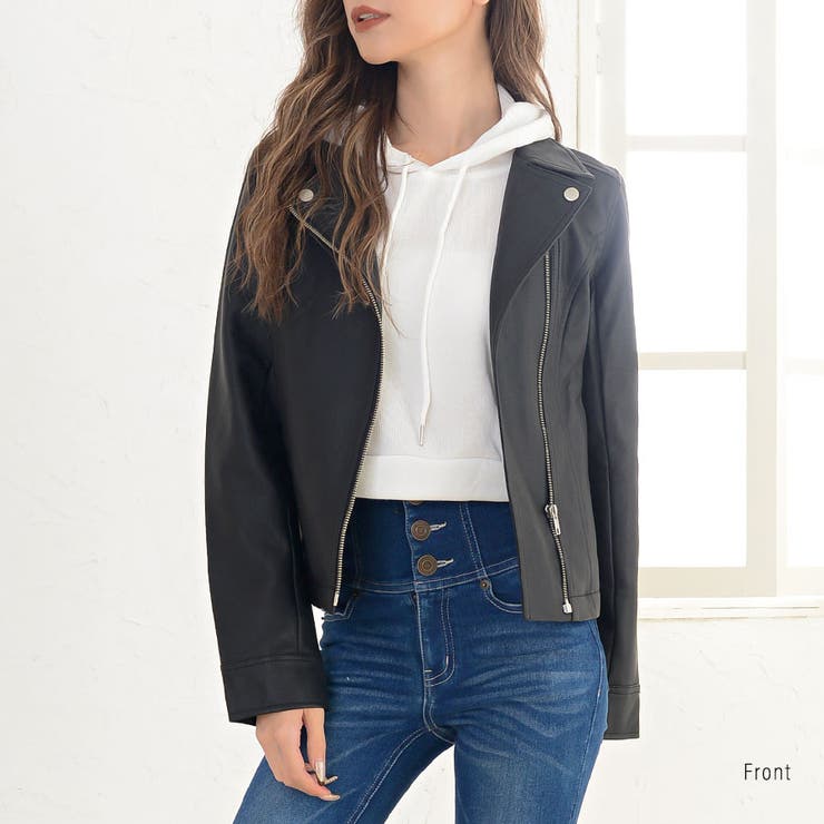 ベーシックライダースジャケット ダブルライダース フェイクレザー | Riff | 詳細画像10 