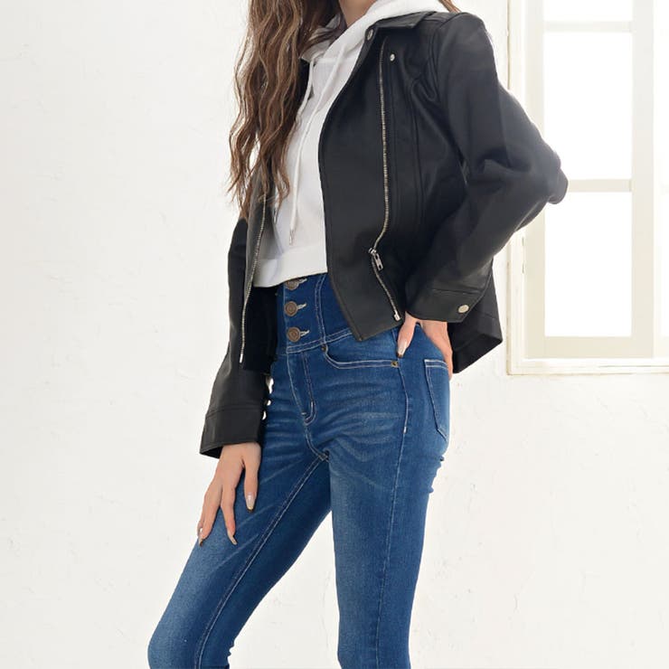 ベーシックライダースジャケット ダブルライダース フェイクレザー | Riff | 詳細画像4 