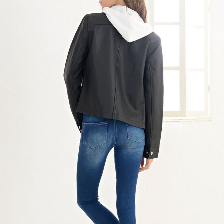 ベーシックライダースジャケット ダブルライダース フェイクレザー | Riff | 詳細画像7 