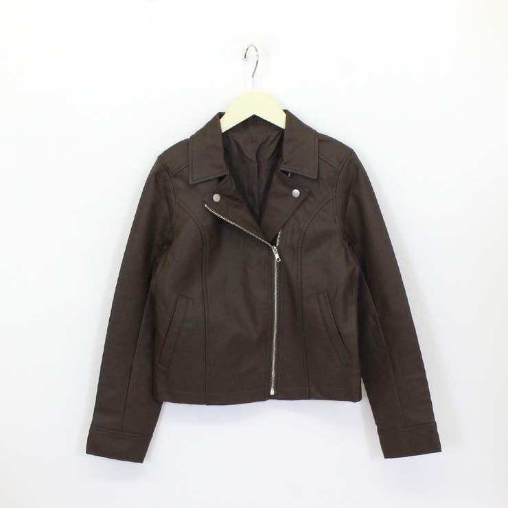 ブラウン | ベーシックライダースジャケット ダブルライダース フェイクレザー | Riff