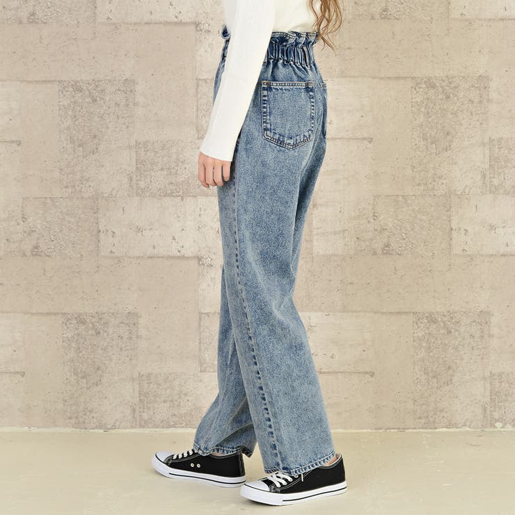 ウエストギャザーストレートパンツ ロングパンツ マムパンツ[品番