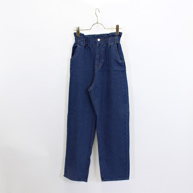 ウエストギャザーストレートパンツ ロングパンツ マムパンツ[品番