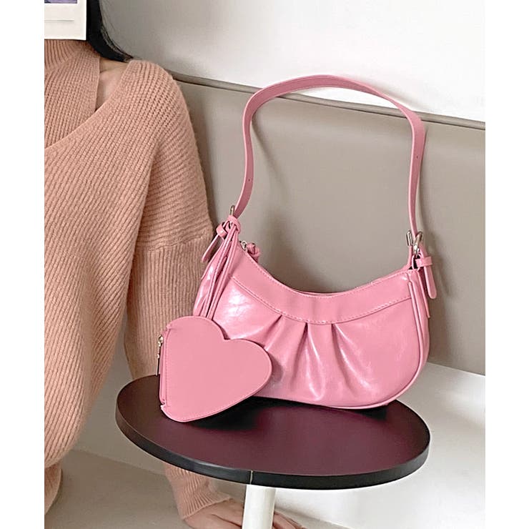 2WAYフェイクレザーショルダーバッグ ハンドバッグ チャーム付き