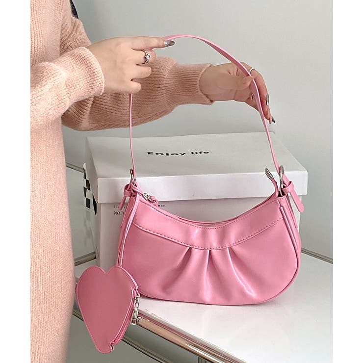 2WAYフェイクレザーショルダーバッグ ハンドバッグ チャーム付きバッグ