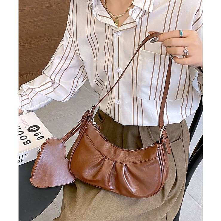 2WAYフェイクレザーショルダーバッグ ハンドバッグ チャーム付き
