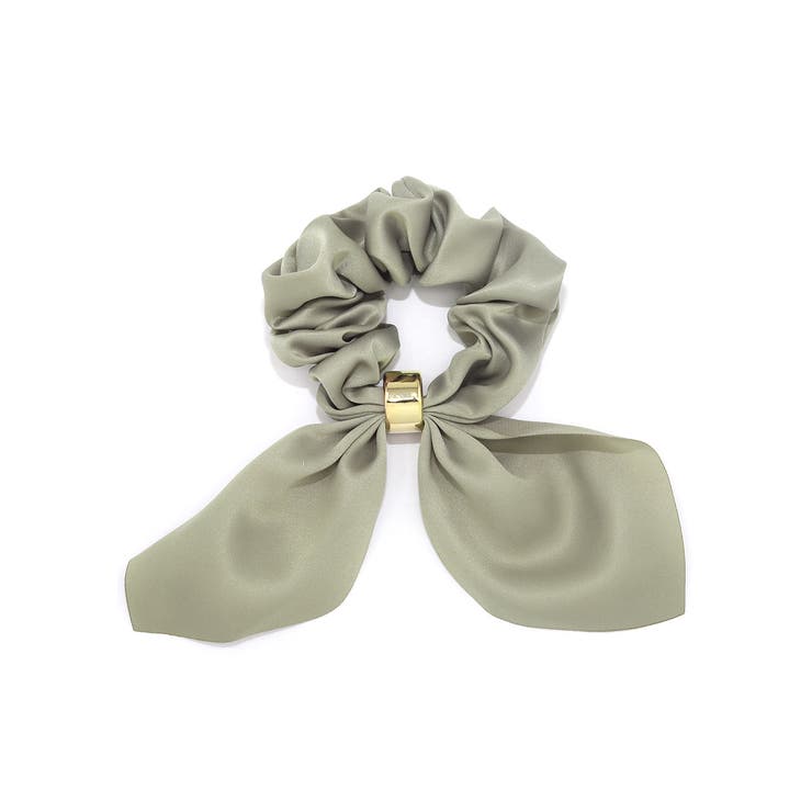 カーキ | ヘアアクセサリーシュシュchouchouリボン サテン生地なめらかまとめ髪 アー… | ボディピアス専門店凛RIN