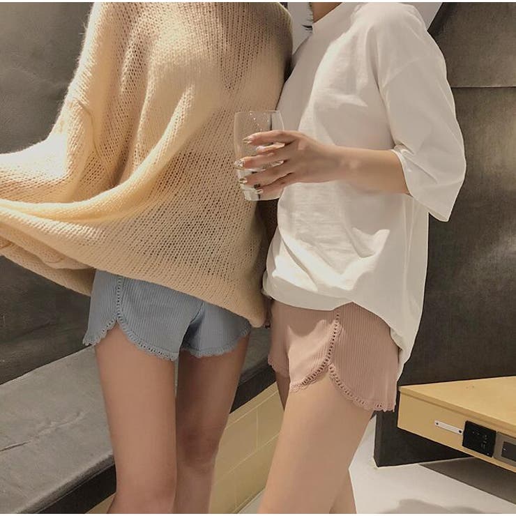 即納♪お得な人気商品♪３色コーディ美脚効果抜群総レースインナーショートパンツウエストゴムルームウェアペチパンツ/ショートパンツ//スカートパンツ♪bottoms01