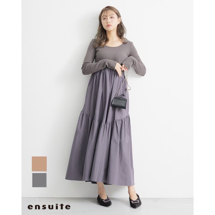 リブニット切替ワンピース[品番：MANW0000027]｜RIRIYANO（リリヤーノ 