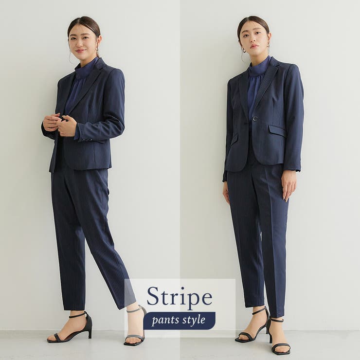 洗える〉機能性シャドーストライプスーツ3点セット[品番