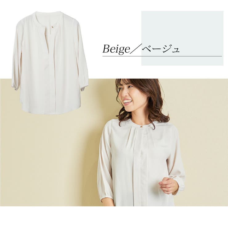 ブラウス シャツ 2way ノーカラーブラウス レディース aquagarage シャツ ブラウス レディース 2wayネックブラウス