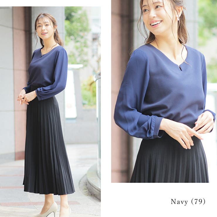 ボールホック付きシアー袖ブラウス[品番:MANW0000044 ボールホック付きシアー袖ブラウス[品番:MANW0000044
