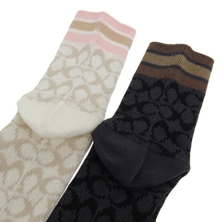 COACH コーチ　カーフソックス ブラウン/ホワイト COACH® | Sport Calf Socks