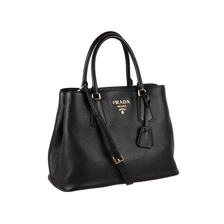 プラダ VITELLO PHENIX 2Wayショルダーバッグ レザー ブラック