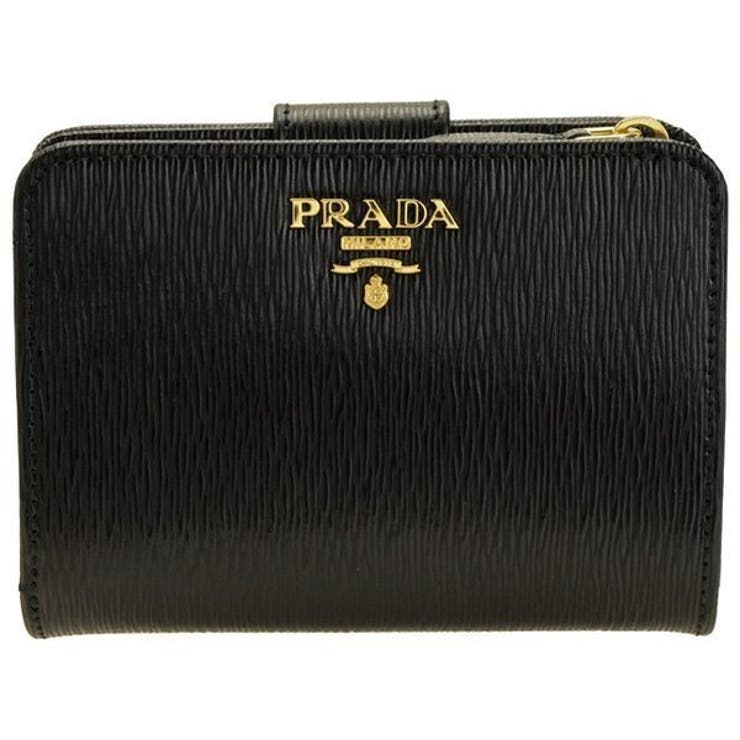【PRADA 】プラダ 二つ折り財布　※土曜までの限定値下げ PRADA 二つ折り財布 黒 レザー定価99000