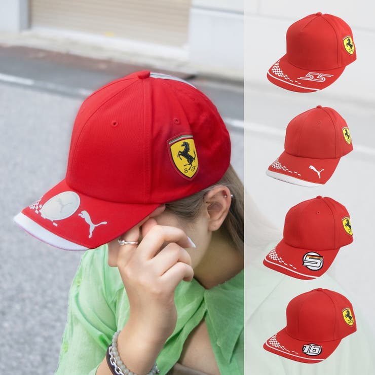 新品 PUMA×Ferrari コラボ ロゴ刺繍 プーマ キッズ用 ベースボールキャップ