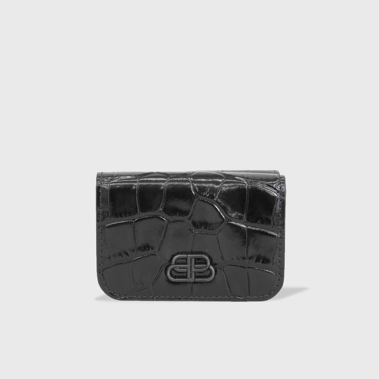 BALENCIAGA 三つ折り財布 色っぽかっ BBロゴ クロコ