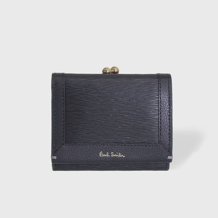 PaulSmith】ポールスミス がま口 三つ折り財布ブラック黒