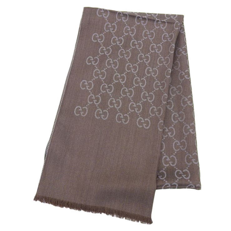 GUCCI グッチ マフラー GGモノグラム 37X180 ウール シルク