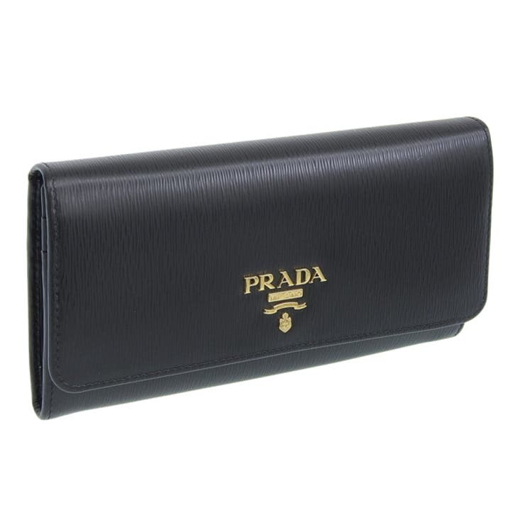 PRADA ブラック 二つ折り財布 パスケース付き PRADA プラダ 二つ折り 長財布 パスケース付[品番：SESB0017085