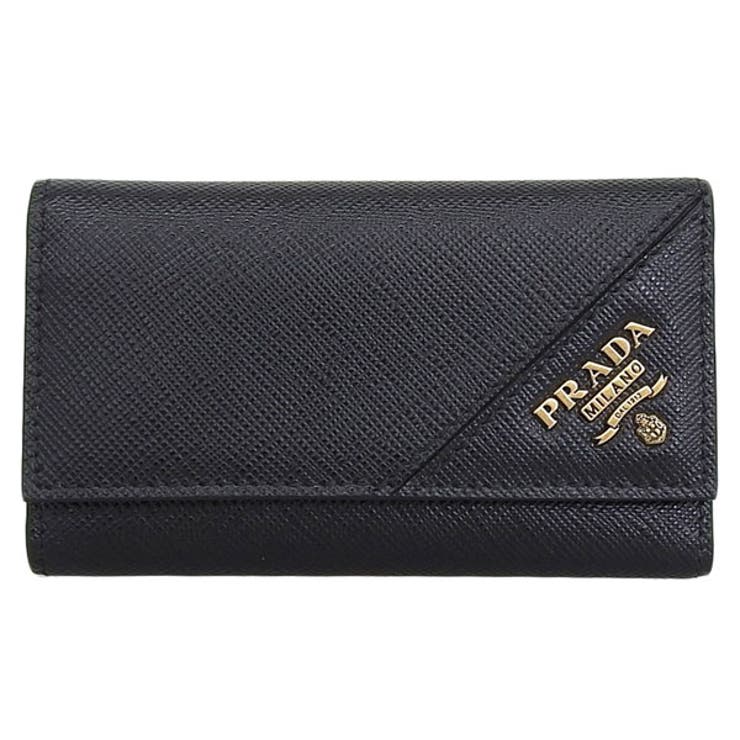 【美品】 PRADA プラダ / サフィアーノトライアングルキーケース ブラック すぐ届く】PRADA サフィアーノトライアングル キーケース (PRADA