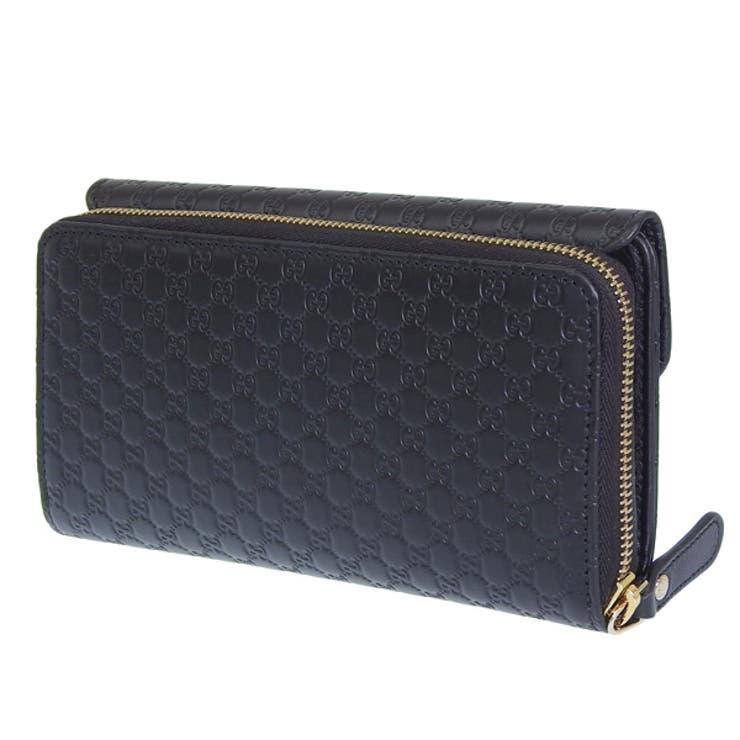 ⭐️美品⭐️GUCCI 二つ折り 長財布 ブラックレザー マイクロ GG GUCCI グッチ GG マイクロ グッチシマ 二つ折り 長財布 レザー
